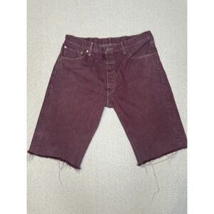 Levi's 501 Denim Shorts Mens Red Cut Off Distressed Jean Shorts‎ Button Fly